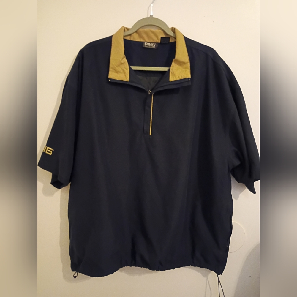 Ping‎ Men's Polo Wind Breaker in Dark Blue and Beige Sz XL